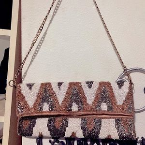 Fabulous beaded chevron clutch with chain
